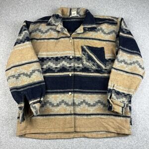 Vintage Minti Mode Aztec Jacket Womens Medium Wool Blend Blue Beige Button